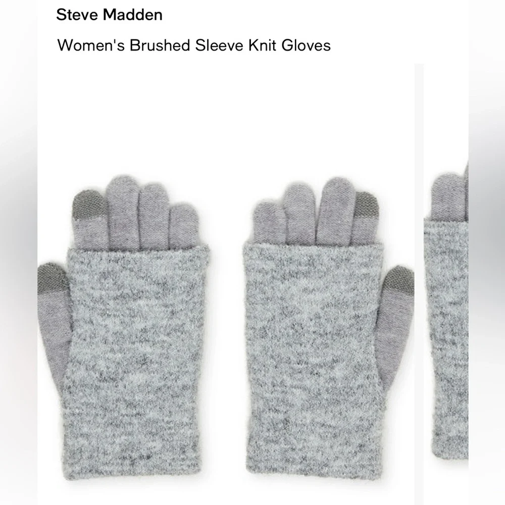 Grey Steve Madden Brushed Sleeve Knit Tech Gloves